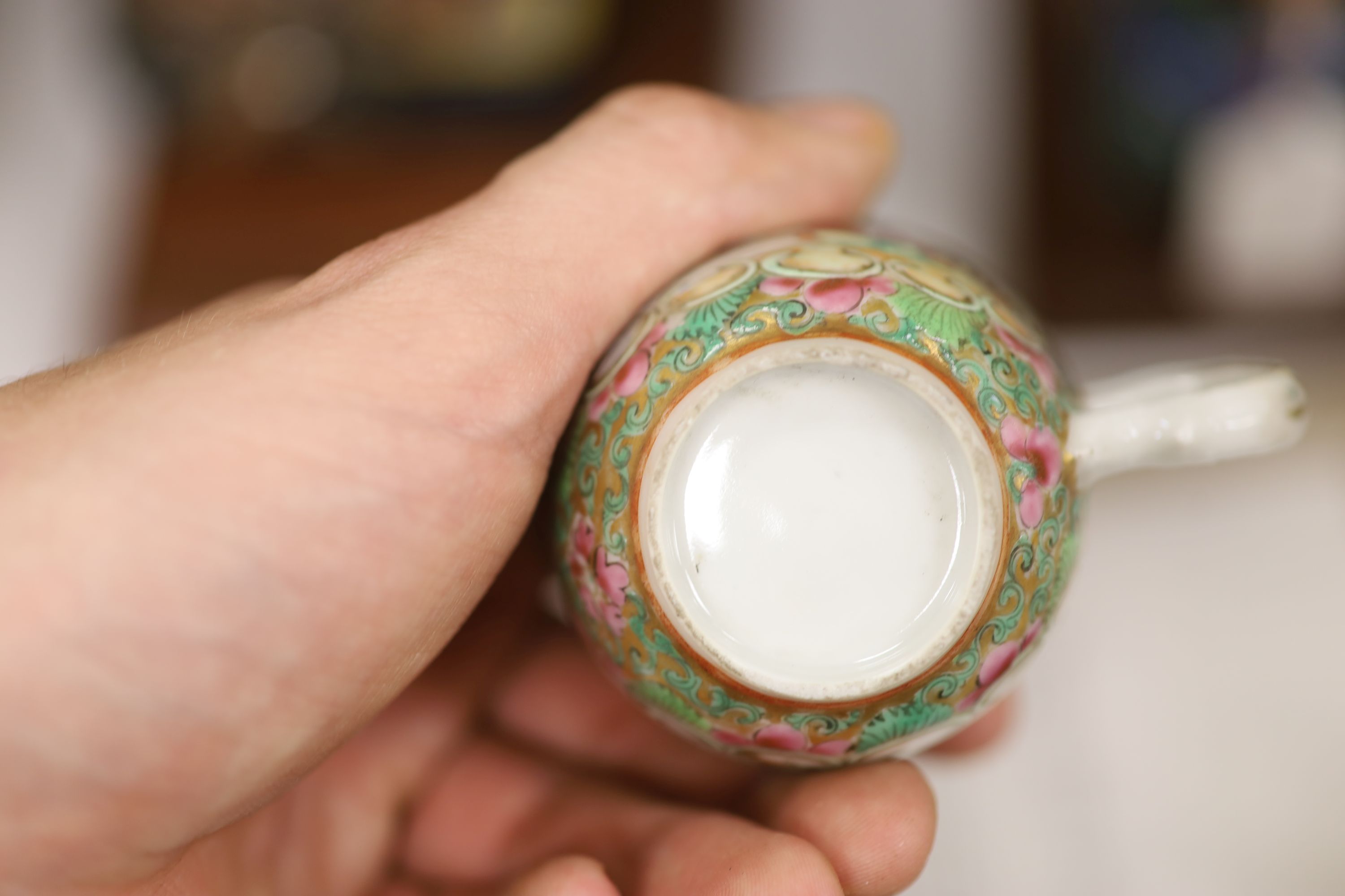 A 19th century Chinese famille rose five piece porcelain tea set